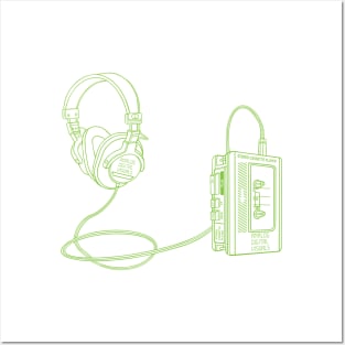 Portable Tape Player (Yellow Green Lines) Analog / Music Posters and Art